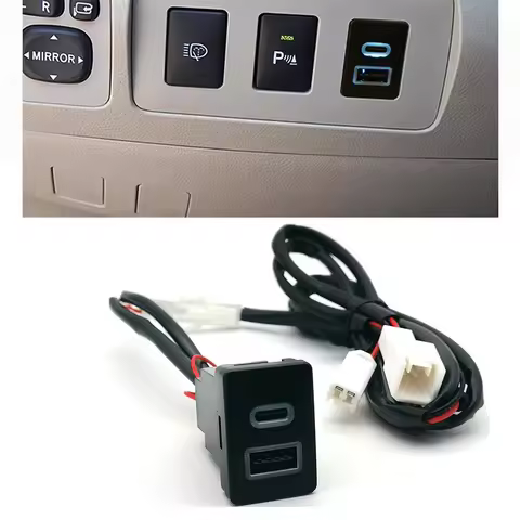 12V/24V Car Phone Charger Socket Double QC3.0 Type C PD USB Charging Power Adapter For Toyota Spade 