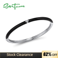 SANTUZZA Silver Bracelet Bangle For Women Pure 925 Sterling Silver Concise Colorful Enamel Bangle Trendy Fine Jewelry Handmade