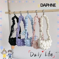 DAPHNE Messenger Bag, Pleated Solid Color Quilted Shoulder Bag, Elegant Bubbles Cloud Handbag Women 