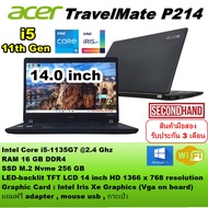 [มือสอง]Notebook Acer TravelMate P214 CPU Core i5 1135G7 2.4ghz (gen11)/RAM 16GB/m.2 256gb/จอ14/win1