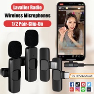 Mic Clip On Wireless HP Vlog Youtuber Microphone Lavalier Microphone for Iphone and Android type C bluetooth Microphone 【ORIGINAL】