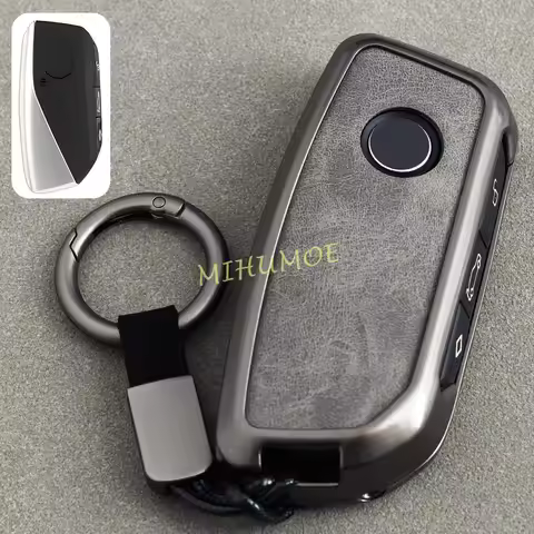Metal Leather Car Key Fob Case Cover Keychain For 2023 2024 2025 BMW 530i 540i 740i X1 X2 X5 X6 X7 i