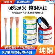 RV電線軟線0.5單芯多股0.75銅芯電子線1.5平方控制電源配電櫃連接線