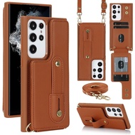 Crossbody Leather Phone Case for Samsung Galaxy S24 Plus S23 S22 Ultra A15 A35 A55 A54 A14 A34 A53 W