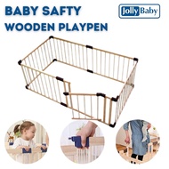 JollyBaby Wooden Playpen 6 panel with door