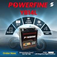 POWERFINE YB14L-BS YB14L GEL BATTERY CB1000 CB1100 F CX650 KZ1000 ZX750 F CBX750P Old Vulcan Gilera