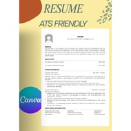 Editable Resume Template (Canva)|Professional CV Format|ATS Friendly
