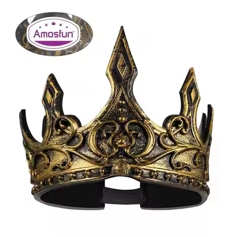 PU Foam 3D Royal King Crown Vintage Medieval Prom King Headband Halloween Costume Cosplay Performanc