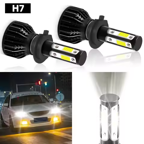 2PCS H7 Car LED HeadLight Bulbs Highlight 4 Side 360°degree COB Chips 12000LM 6500K White Auto Light
