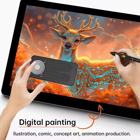 BOSTO Samrtkey for Graphics Tablet Digital Pad 8 Quick Keys and Multifunctional Dial Support 2.4G/ U