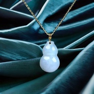 冰種翡翠葫蘆吊飾 18K金鑲嵌墜頭 | 天然緬甸玉翡翠A貨 | 送禮