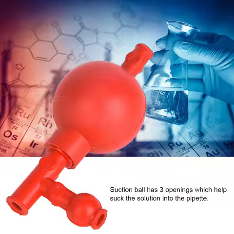 Rubber Suction Bulb Safe Quantitative Pipette Ball with 3 Openings Red Pipette Filler Quantitative S