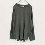 Used 2000s adidas long-sleeved waffle T-shirt, vintage khaki, size 2XL.