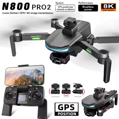 New N800 Pro2 GPS Drone Professional 8K HD Camera With Obstacle Avoidance 3-Axis Gimbal Brushless 5G