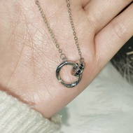 Thanh Lịch Bộ Vòng Cổ Cặp Đôi Trái Tim Thiết Kế Mobius Ring Lockbone Chain Trang Sức Dành Cho Nữ Thờ