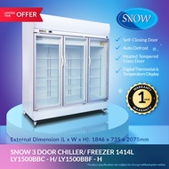 SNOW 3 DOOR CHILLER &amp; FREEZER 1414L (1 year Warranty) / LY1500BBC-H / LY1500BBF-H
