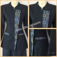 Setelan Seragam Baju Blazer Kerja Kantor Wanita Kombinasi Batik Warna