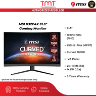 MSI G32C4X 31.5" Gaming Monitor | Curved 1800R | 1ms (MPRT) 250Hz | 1920 x 1080(FHD) VA Panel | 1x D