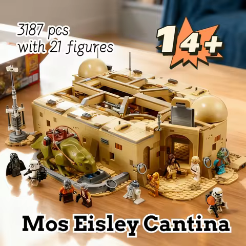3187pcs best seller 75290 UCS Star Battle Tatooine Mos Eisley Cantina Set Millennium Falcon Building