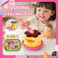 6-IN-1 Pudding Jelly Toy Set Children's Food Feeding Toys for Kids' Pretend Play Girls Mainan Puding