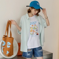 OB Carefully Selected Cotton Picnic Printed Loose Short-Sleeved Top < AB21324 >