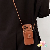 Cute 3D Bear Card Holder Casing For Samsung Galaxy S26 S25 Edge Plus Ultra FE A56 M56 F56 A55 M55S F