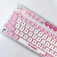 Pink Cat Keycaps ASA Profile 118 Keys PC PBT Four Side Light Transimission Keycaps Aula F75 Mechanic