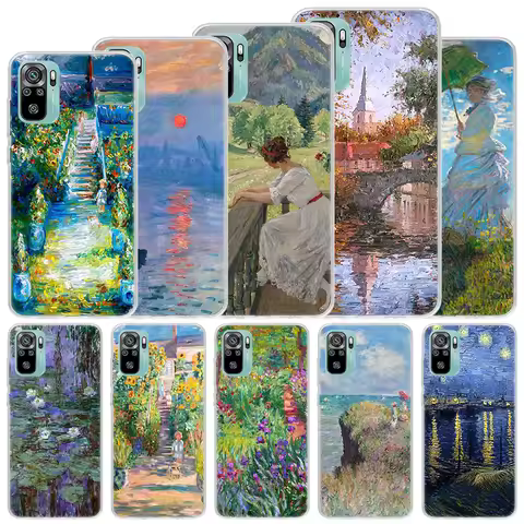 Claude Monet Garden Lotus Bridge Soft Case For Xiaomi Redmi Note 14 13 12S 11S 10S 12 Pro Plus Phone