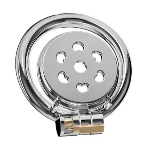 Stainless Steel Male Chastity Cage Sissy Feminization Faux Vagina Flat Shield SPH Anti Erection Meta
