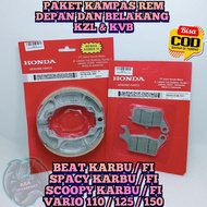 Paket Kampas Rem Honda Belakang Kzl +Depan Kvb Motor Honda Beat Karbu , Beat Fi Injeksi , Spacy Carb