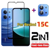 2in1 Screen Protector Tempered Glass For Xiaomi Redmi 15C 14C 4G 2025 Redmi15C Redmi14C 15 14 C Temp