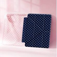 1pc Minimalist Navy Blue Solid Color, Polka Dot Design Flat Tablet Protective Case, Upgraded Y-Fold,