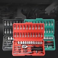 Shiie 46 Pcs 1/4" Socket Wrench + Screwdriver shock Tool Kit Set