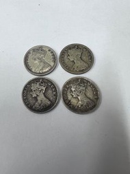 古董錢幣 珍藏 1888年， 1893年，1895年，1899年，香港一毫銀幣(英女皇維多利亞哥德式肖像) Hong Kong as British Colony under Victoria - Q