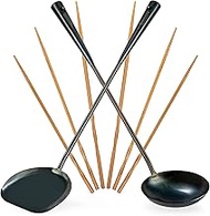 YOSUKATA Pre-Seasoned Wok Utensils Set - Blue Carbon Steel 17-inch Wok Spatula, Wok Ladle, 3 pairs of Chopsticks - Durable Wok Accessories - Traditional Asian Cooking Tools - Wok Tools