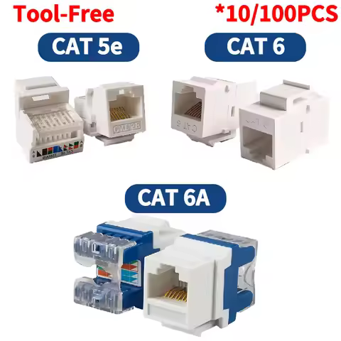 ​​8P8C Keystone Adapter with Tool-Less Clip - Compatible CAT5E/CAT6/CAT6A UTP Ethernet Socket for Se