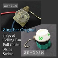 Zing Ear Original 3 Speed Ceiling Fan Pull Chain String Switch ZE-208M / Fan Light Pull Chain String