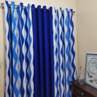 CA55Y - Spiral Blue Mid Sold Per Pc Or 3in1 Set Ring Curtain ( 5ft - 152cm To 7ft - 213cm )