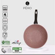 CLEARANCE 11.11 PERO WOK PAN 28CM PINK STONE NON-STICK GRANITE Crock Pot FRYING HEALTHY ORIGINAL NEW