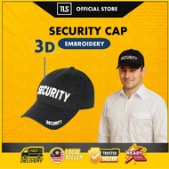 TLS Security Cap (SECURITY White) Security Hat Baseball Ball Cap Black Embroidered 100% Cotton