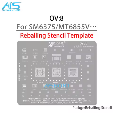 OV8 BGA Stencil Reballing For SM6375 MT6855V MT6833V Dimensity 930 700 810 For Realme 10 10Pro V11 V
