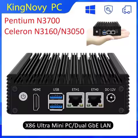 Topton X86 Pocket Mini PC Fanless Pentium N3700 N3160 6W 4 Core GPIO 2xGigabit LAN Computer Firewall