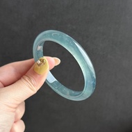 天然A貨翡翠 高冰種 起光 藍紫瓜料/危料/威料 藍水翡翠手鐲 54.8