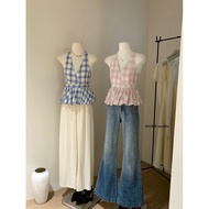 NHY.studio /WGWE/ Lace-up plaid shirt