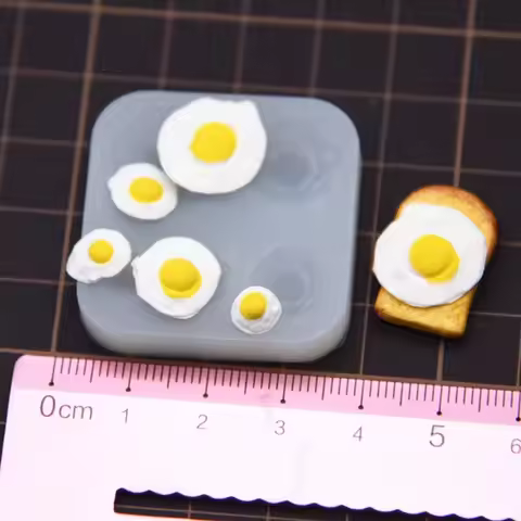 Mininature Sunny Side Up Egg silicone Molds Pottery Ultra light Clay DIy Fasting MOlds