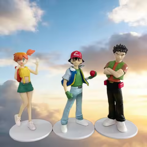 8cm/3in PokéMon Anime Ash Ketchum/Misty/Brock/Trio Action Figures Pvc Statue Collection Decoration O