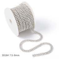 1-10Yards/ม้วน2แถว SS6-SS16ทอง/เงิน AB คริสตัล Rhinestone Chain สำหรับ DIY เครื่องประดับอุปกรณ์เสริม
