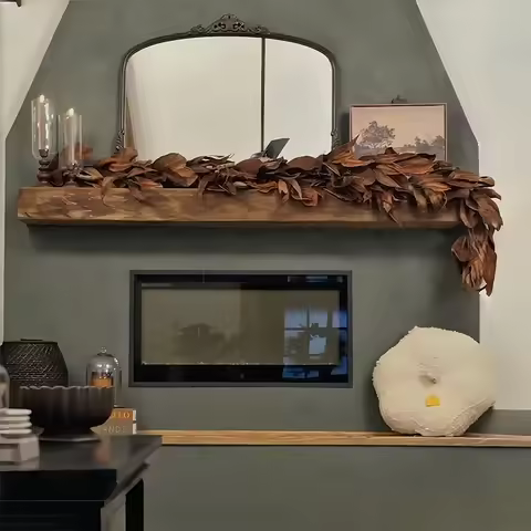 New Brown Magnolia Leaf Garland, Artificial Magnolia Leaf Garland Realistic, Autumn Magnolias Leaf A