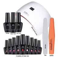 AS Gel Polish Set with 36W Sun9s Plus UV Led Lamp FREE File and Buffer