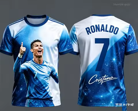 Summer Men Ronaldo 7 Football Jersey T-shirt Short Sleeve Sportswear Fashion Oversized Training Wear